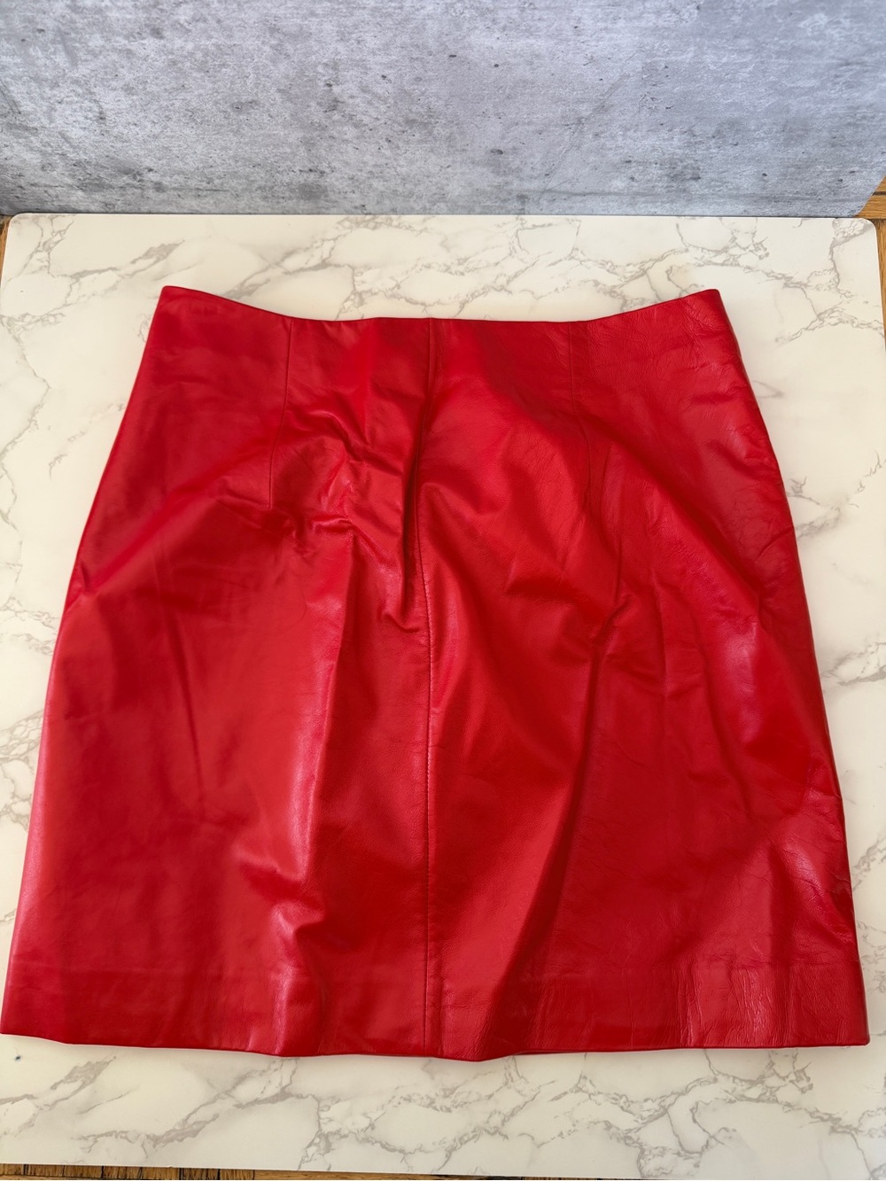 Theory Red Real Leather Mini Skirt